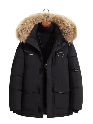Fashion Winter Comfy Fur Collar Thermal Coats For Men and Women
