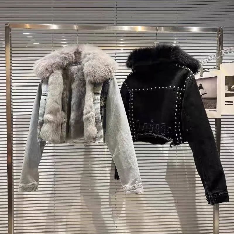 Faux Fur Denim Jacket