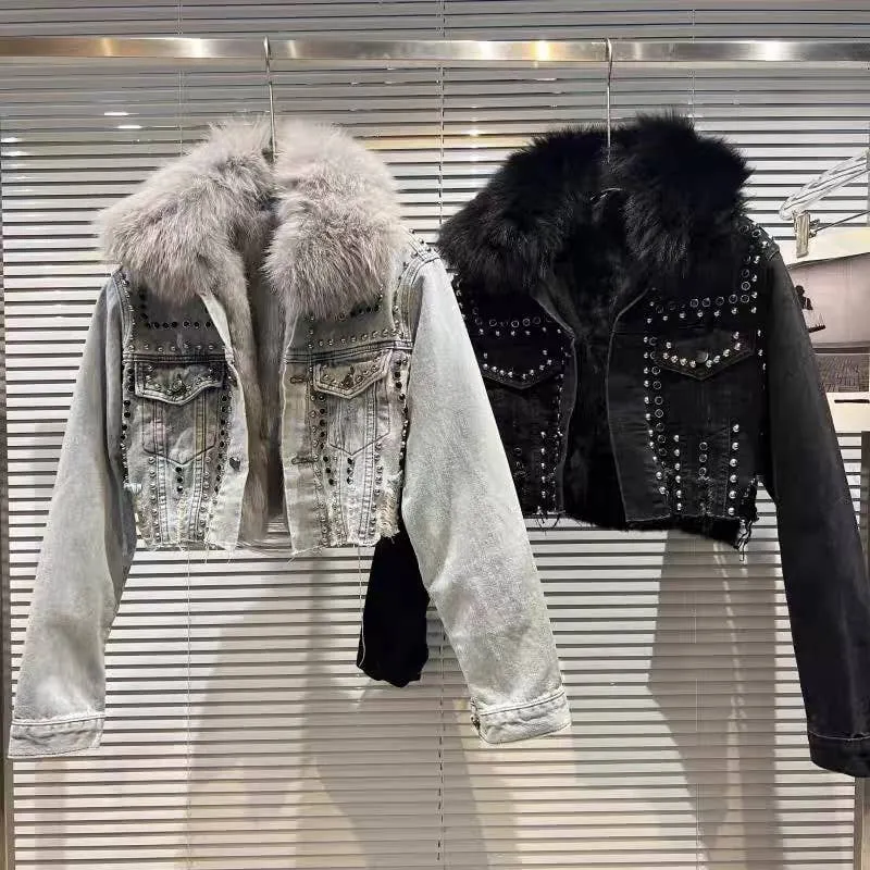 Faux Fur Denim Jacket