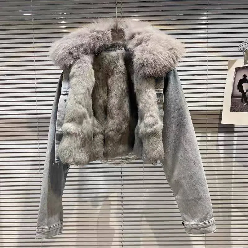 Faux Fur Denim Jacket