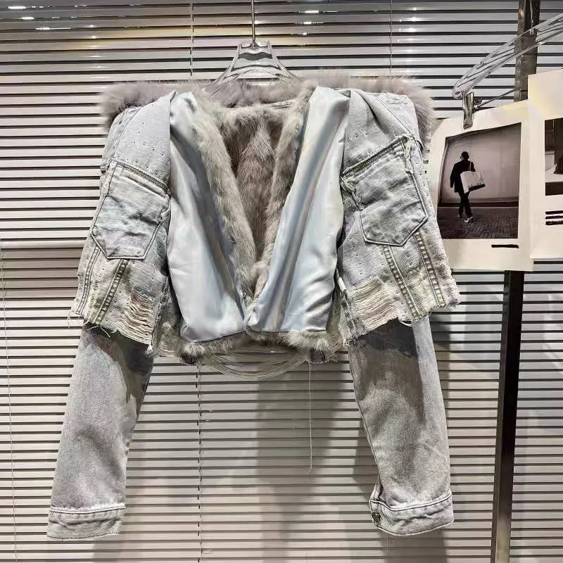Faux Fur Denim Jacket