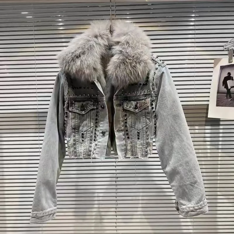 Faux Fur Denim Jacket