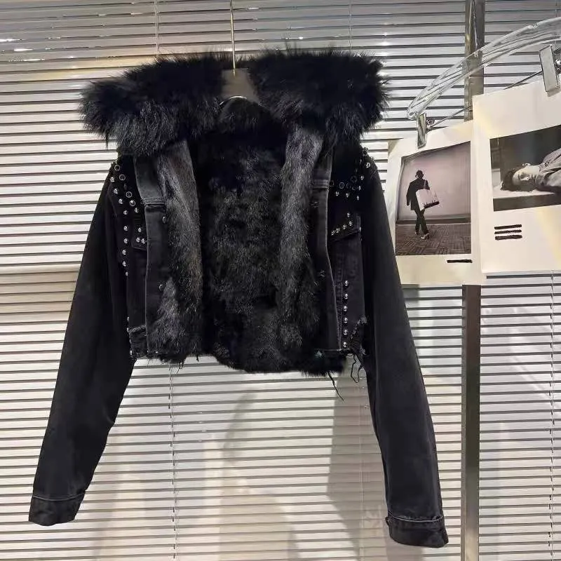 Faux Fur Denim Jacket