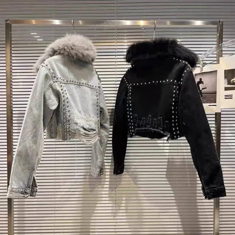 Faux Fur Denim Jacket