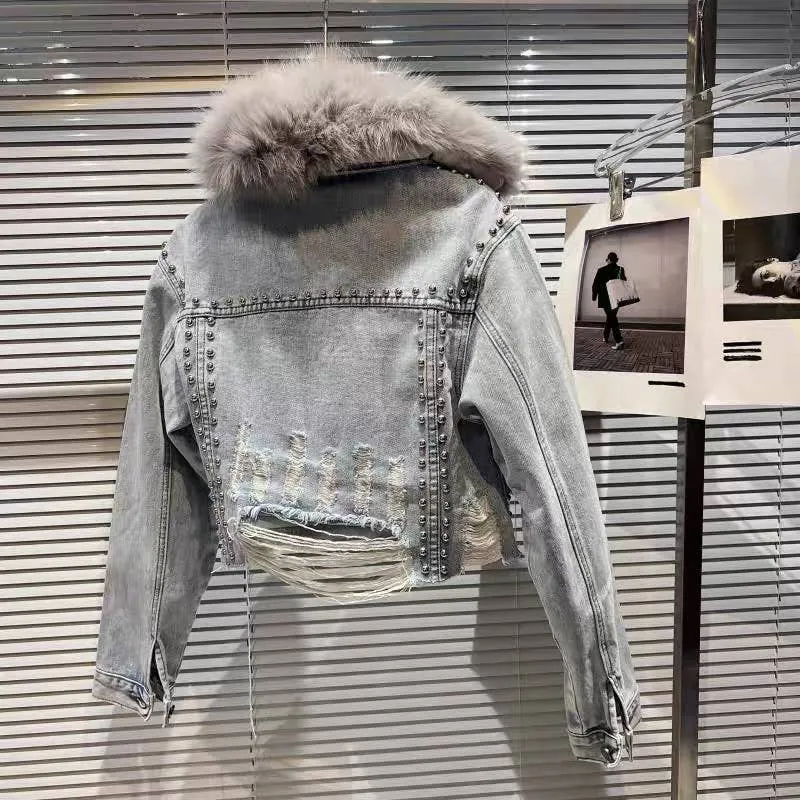 Faux Fur Denim Jacket
