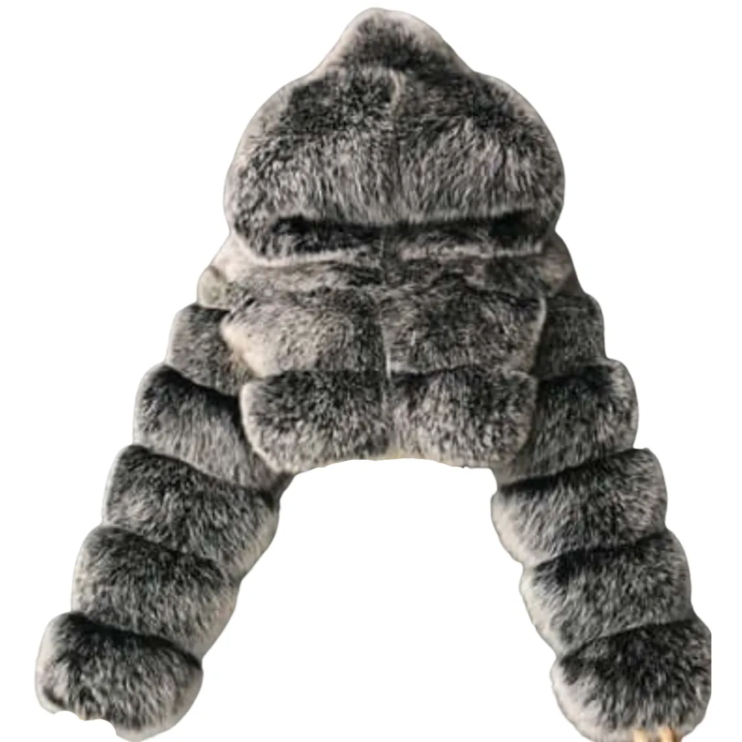 Faux Fur Hooded Cropped Coat