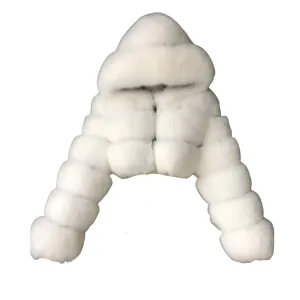 Faux Fur Hooded Cropped Coat