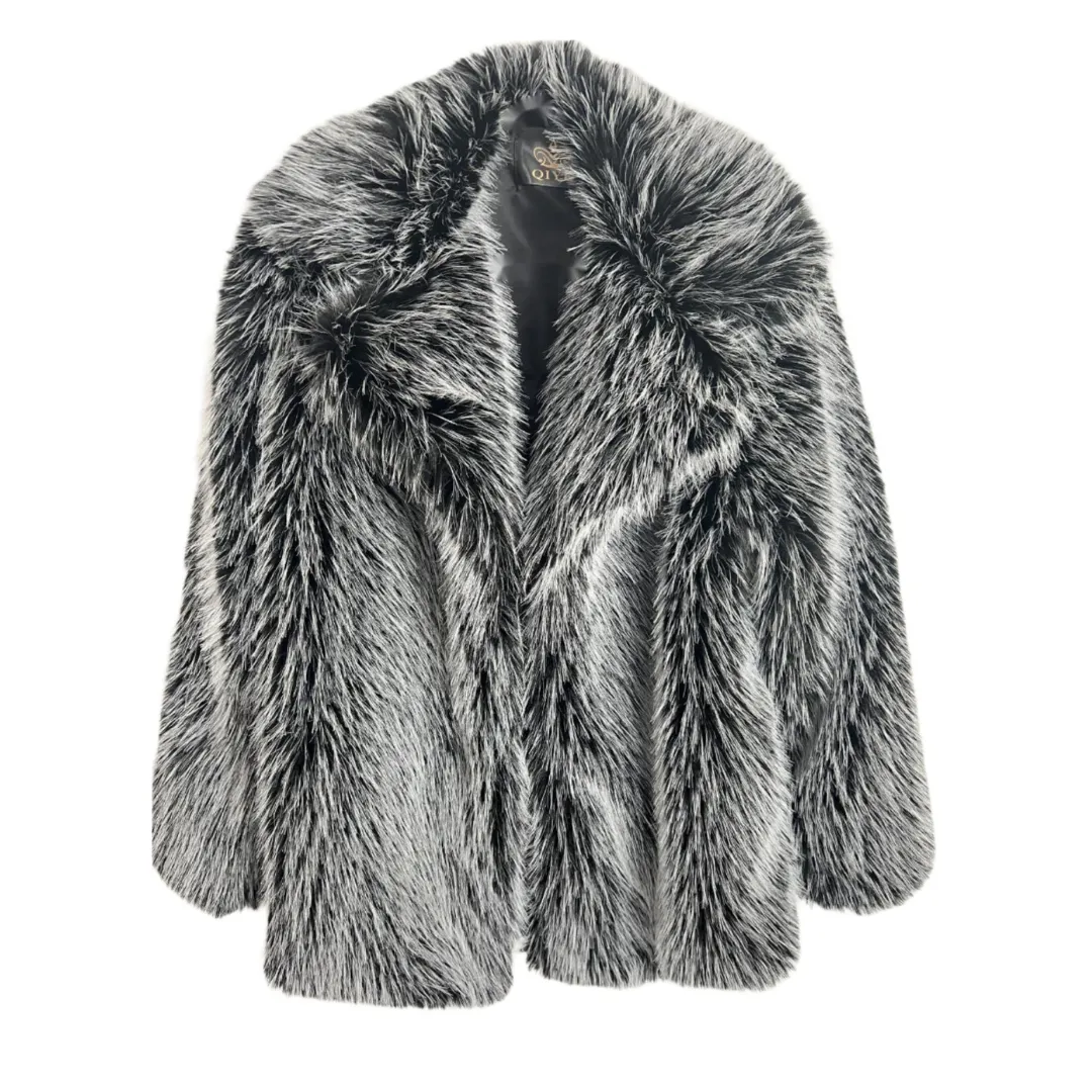 Faux Fur Large Lapel Coat