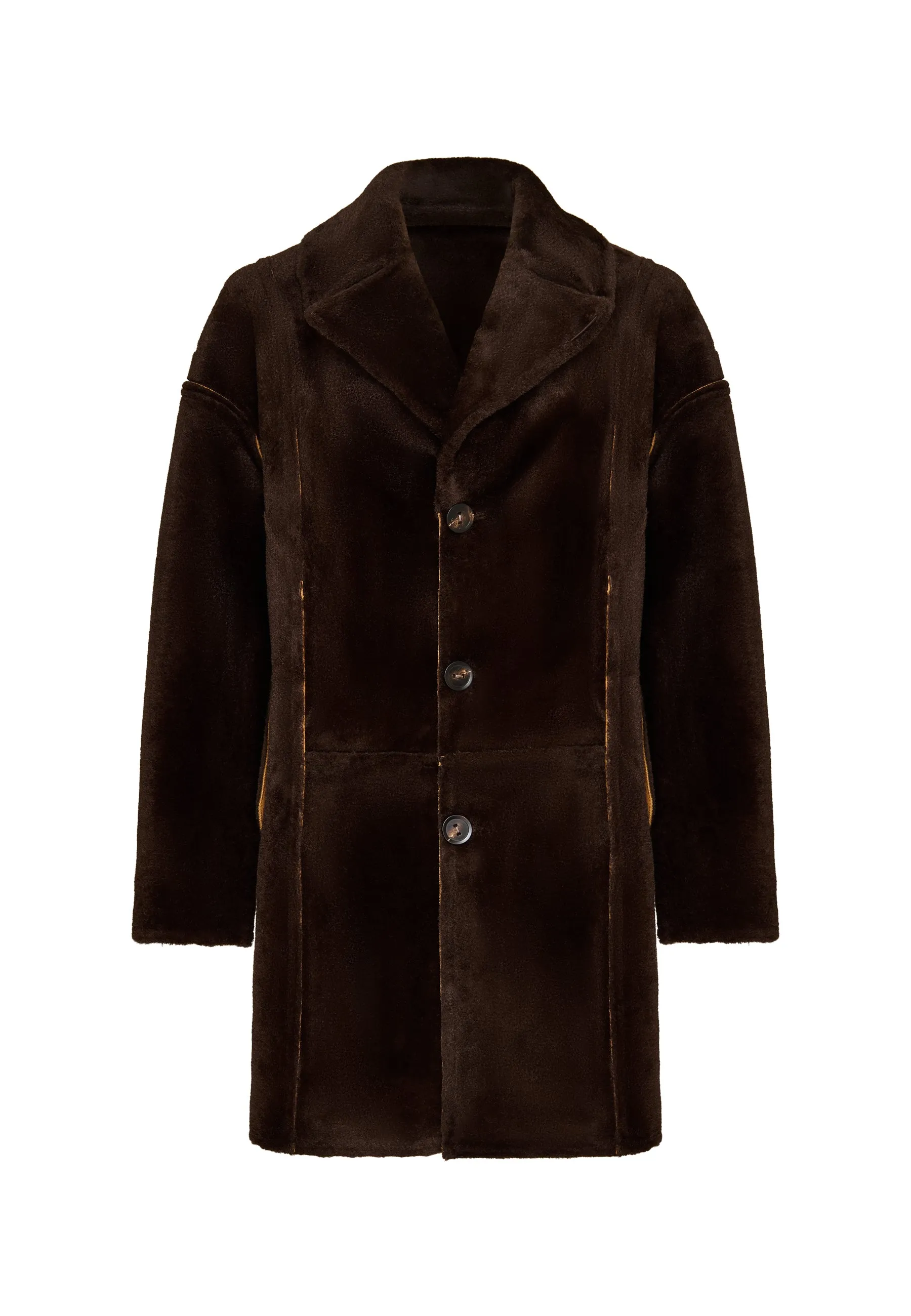 Faux Reversible Shearling Coat with Belt