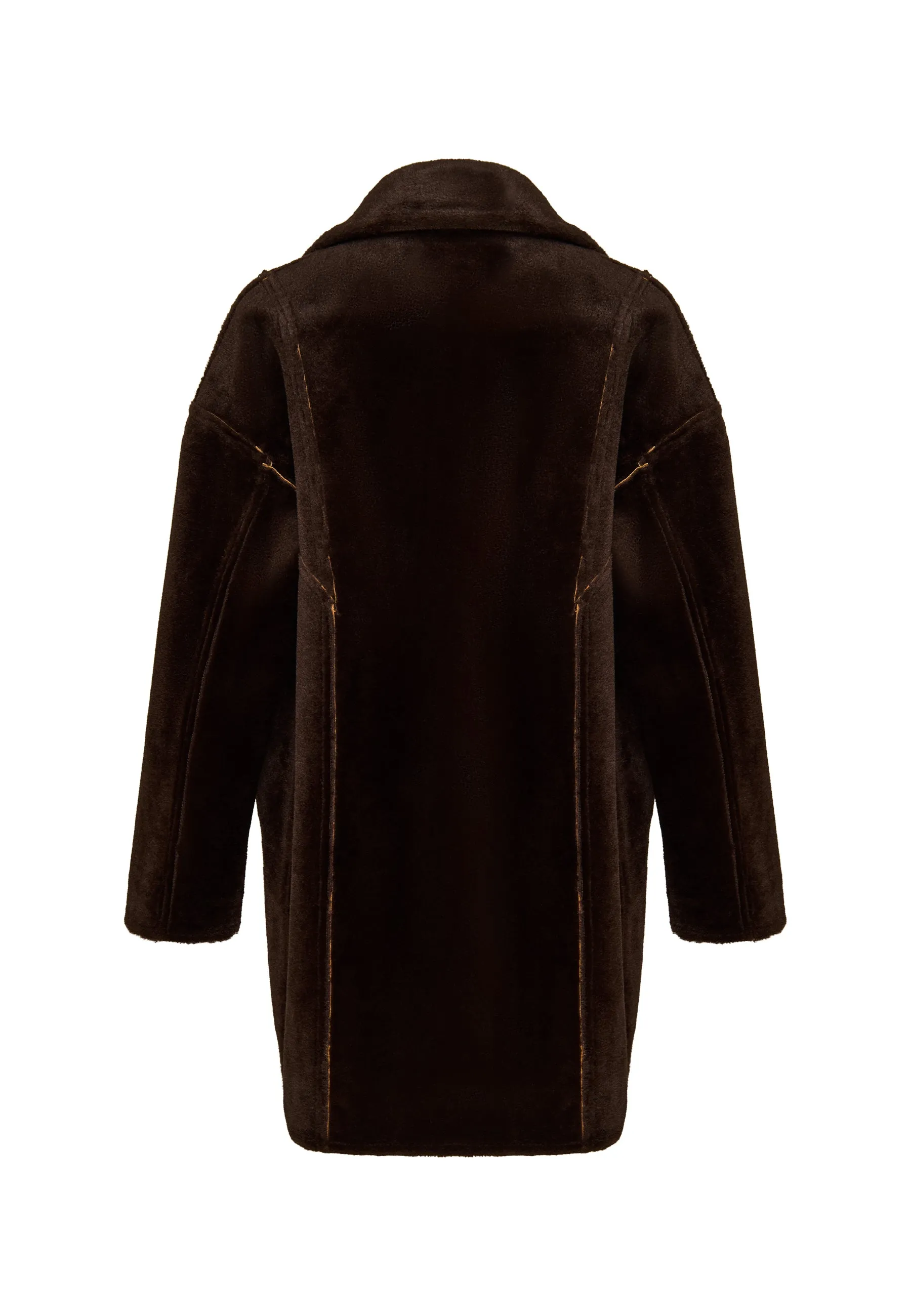 Faux Reversible Shearling Coat with Belt