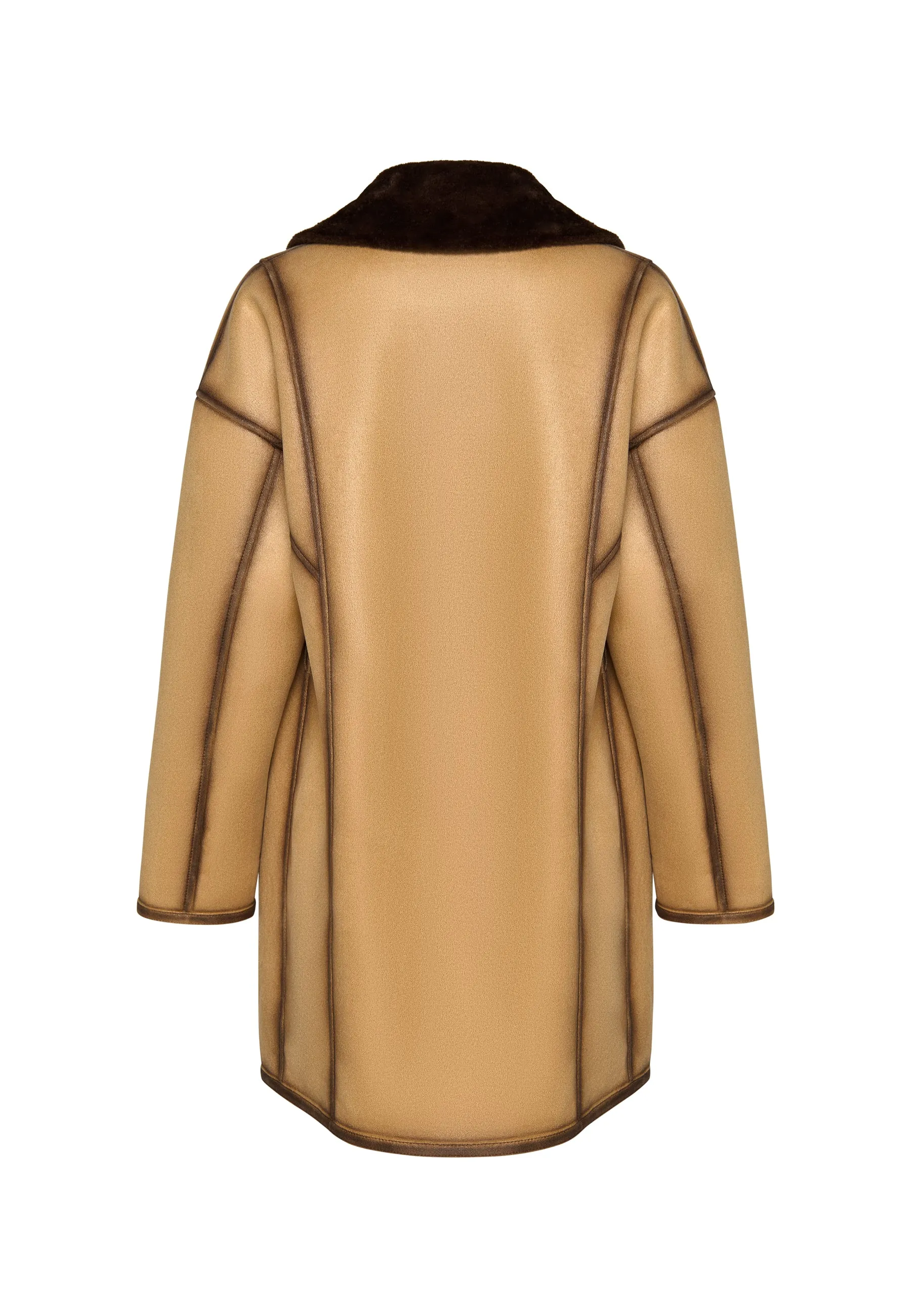 Faux Reversible Shearling Coat with Belt
