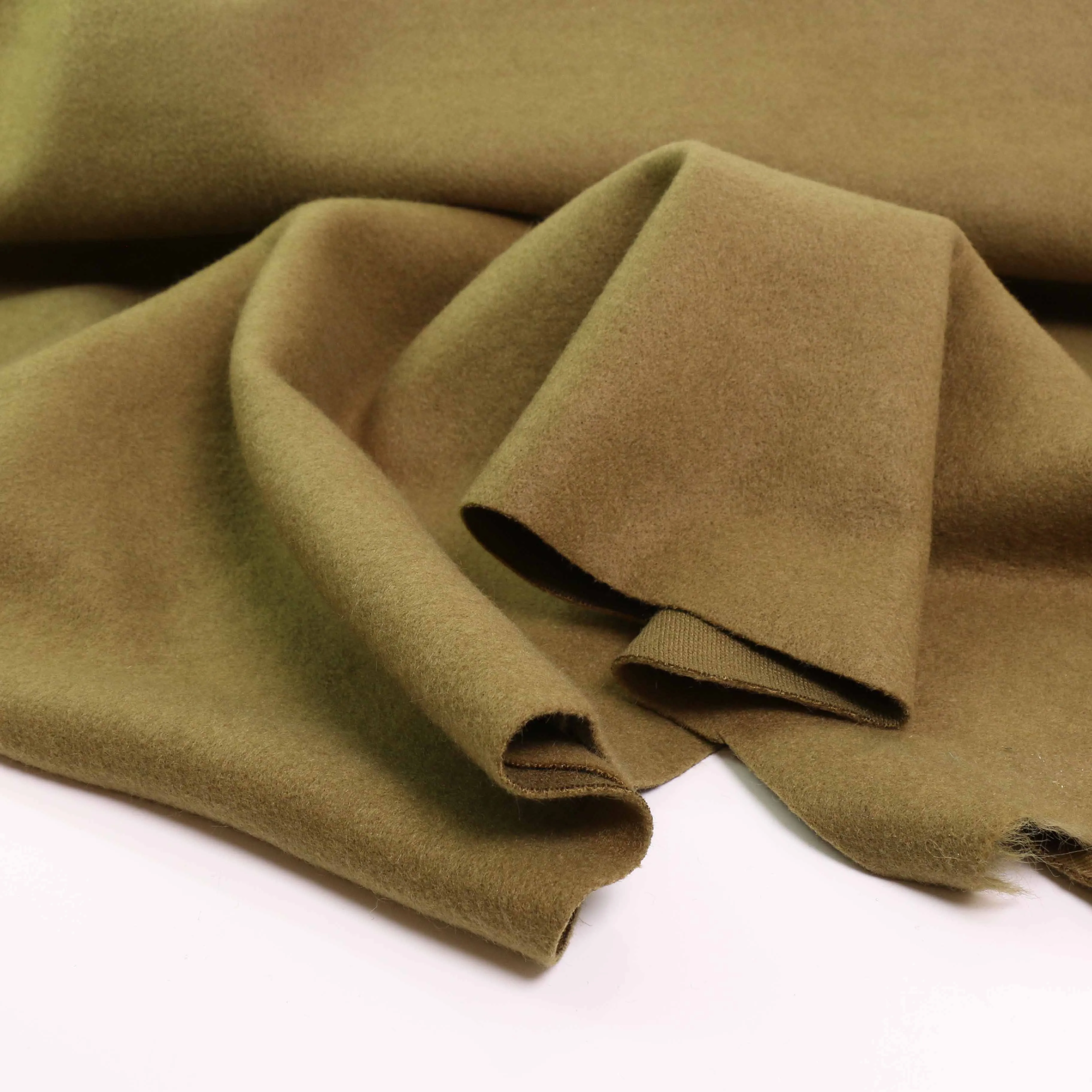 Faux Wool Fabric - Khaki, Burned orange, Taupe
