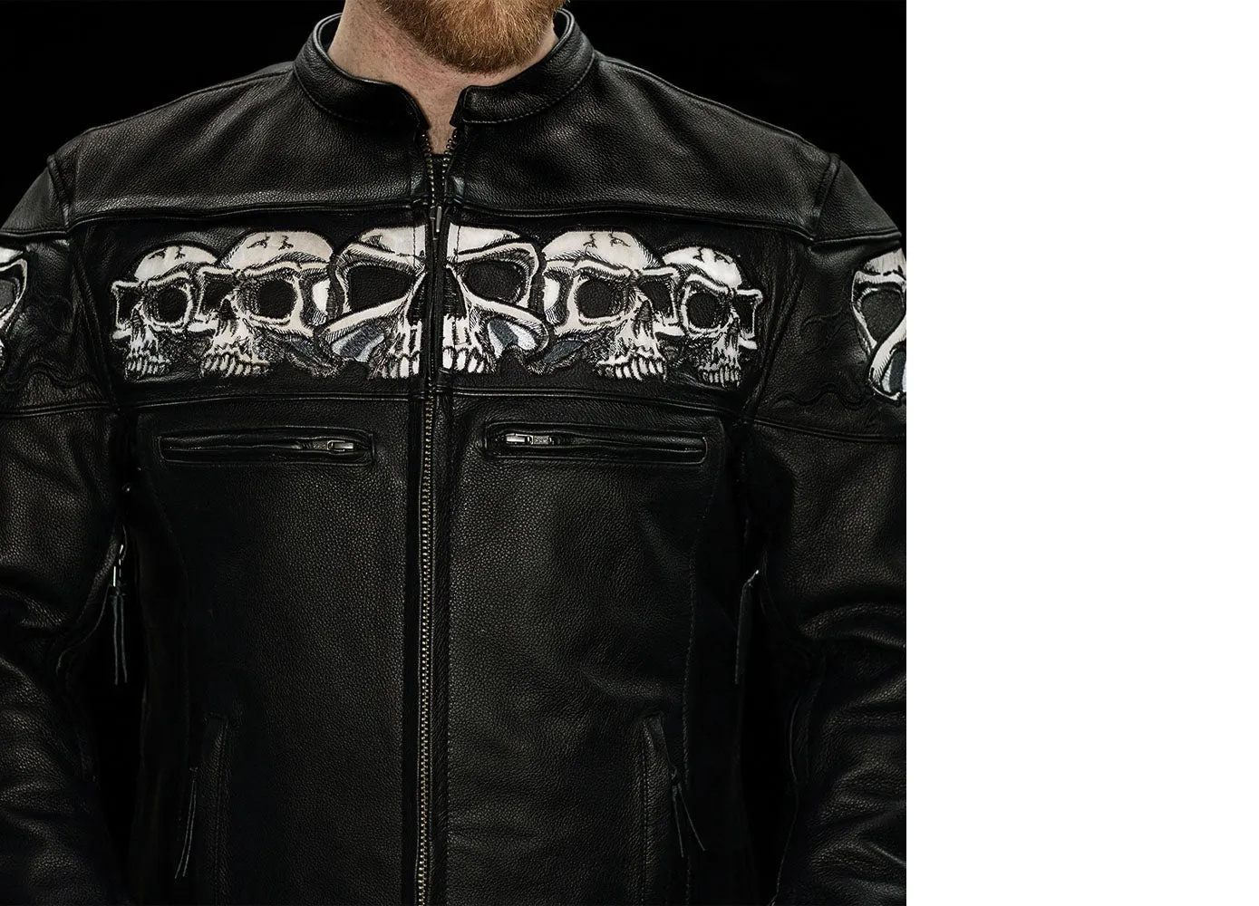 FIM243CSLZ | Savage Skulls - Men's Motorcycle Leather Jacket