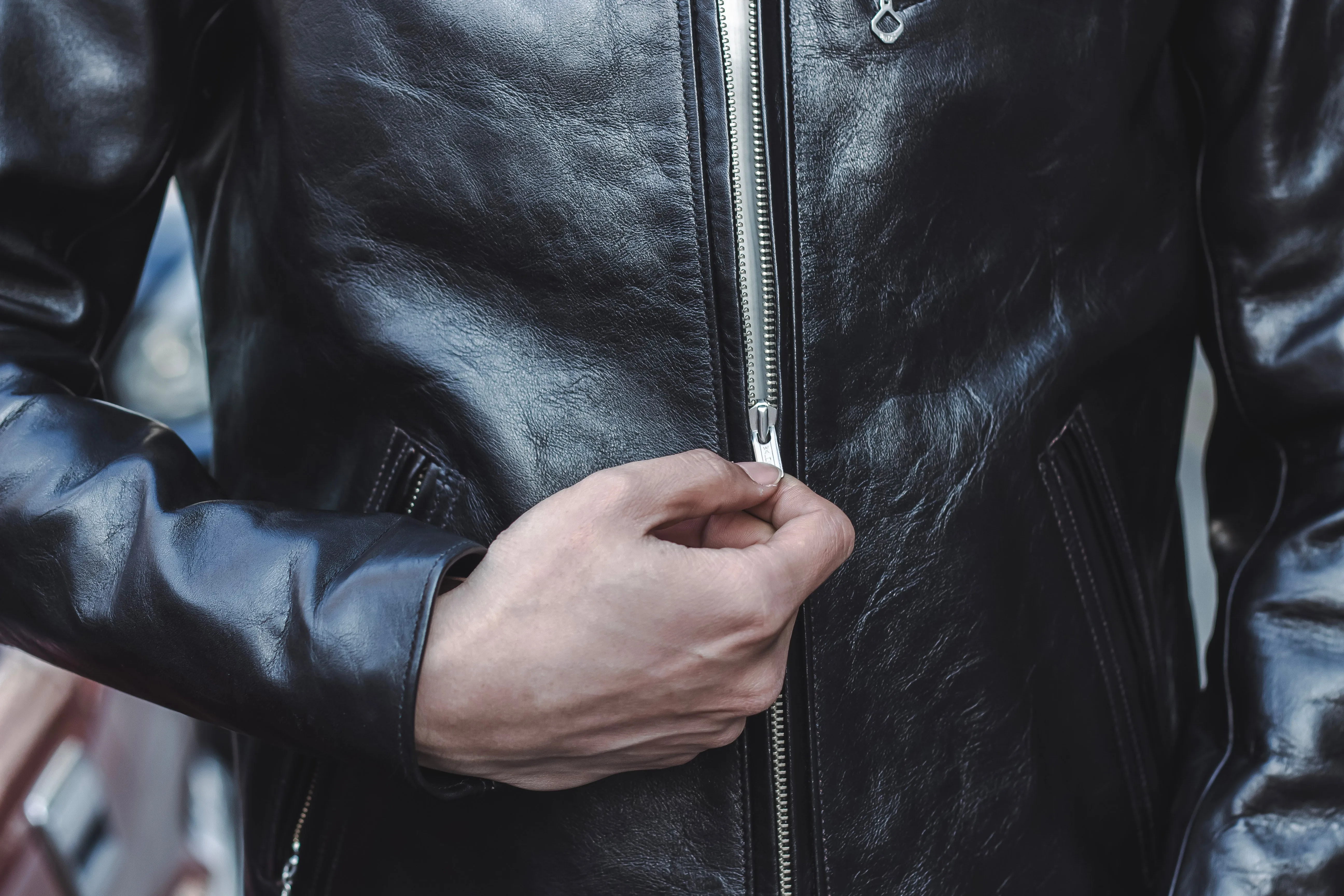 【FINE CREEK LEATHERS】Alonzo Horsehide Leather Jacket / 植鞣革馬皮拉鍊騎士外套