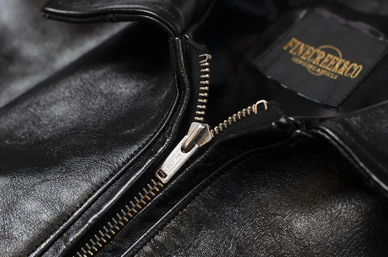 【FINE CREEK LEATHERS】Alonzo Horsehide Leather Jacket / 植鞣革馬皮拉鍊騎士外套