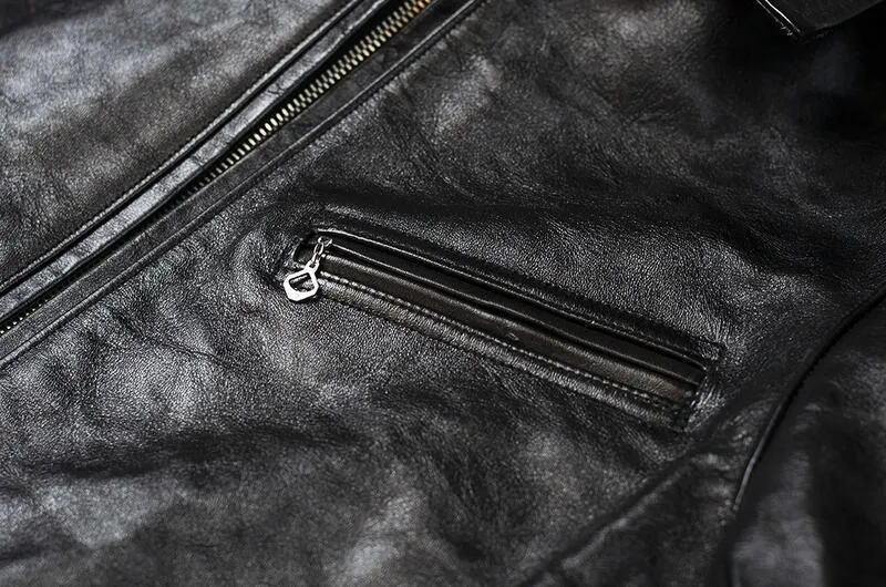 【FINE CREEK LEATHERS】Alonzo Horsehide Leather Jacket / 植鞣革馬皮拉鍊騎士外套