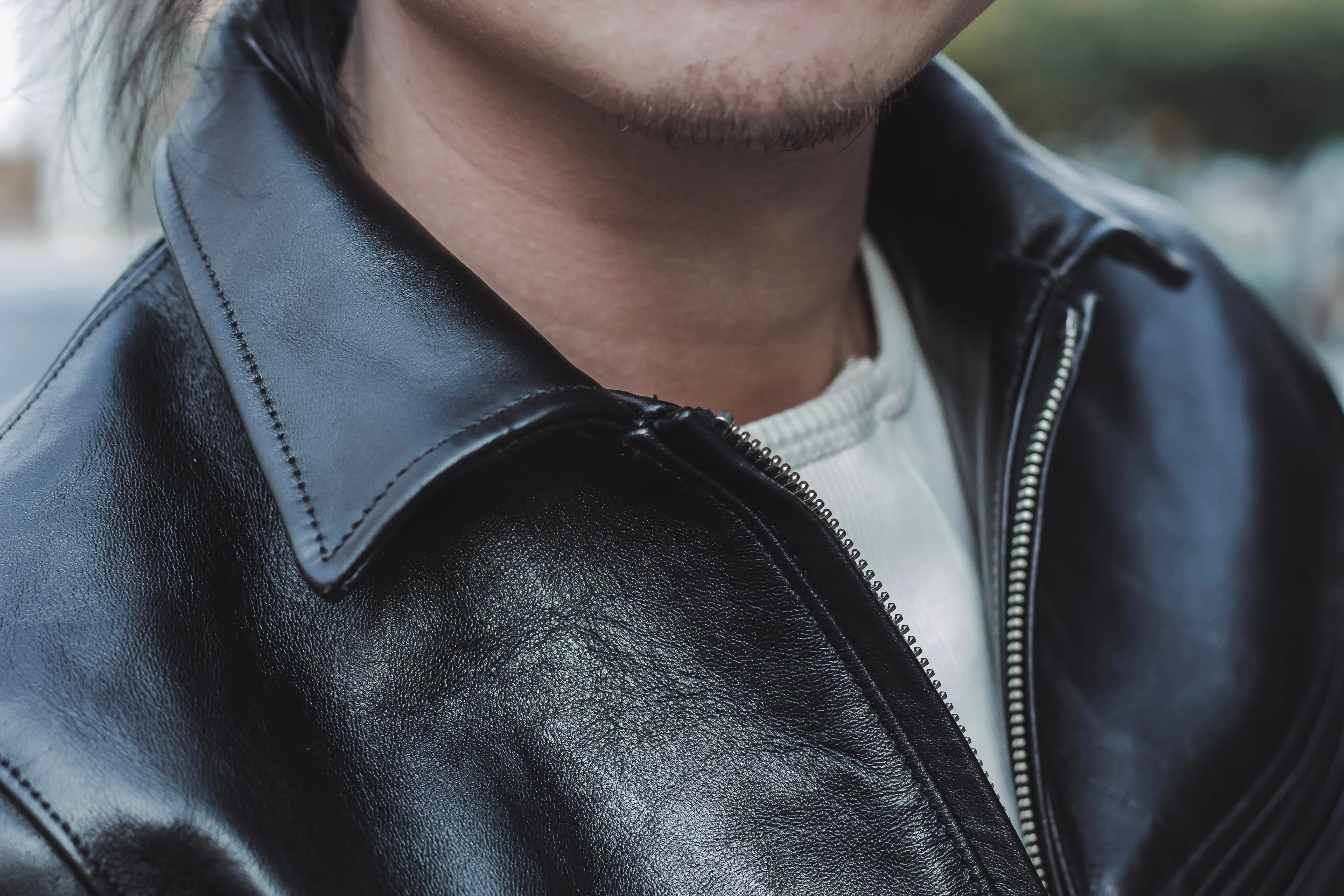 【FINE CREEK LEATHERS】Alonzo Horsehide Leather Jacket / 植鞣革馬皮拉鍊騎士外套