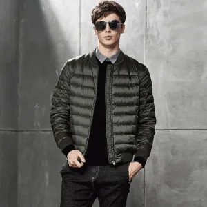 Fitaylor Winter Men's Ultra Light Down Jacket Warm 90% White Duck Down Parka Stand Collar Baseball Uniform Zipper Down Outwear