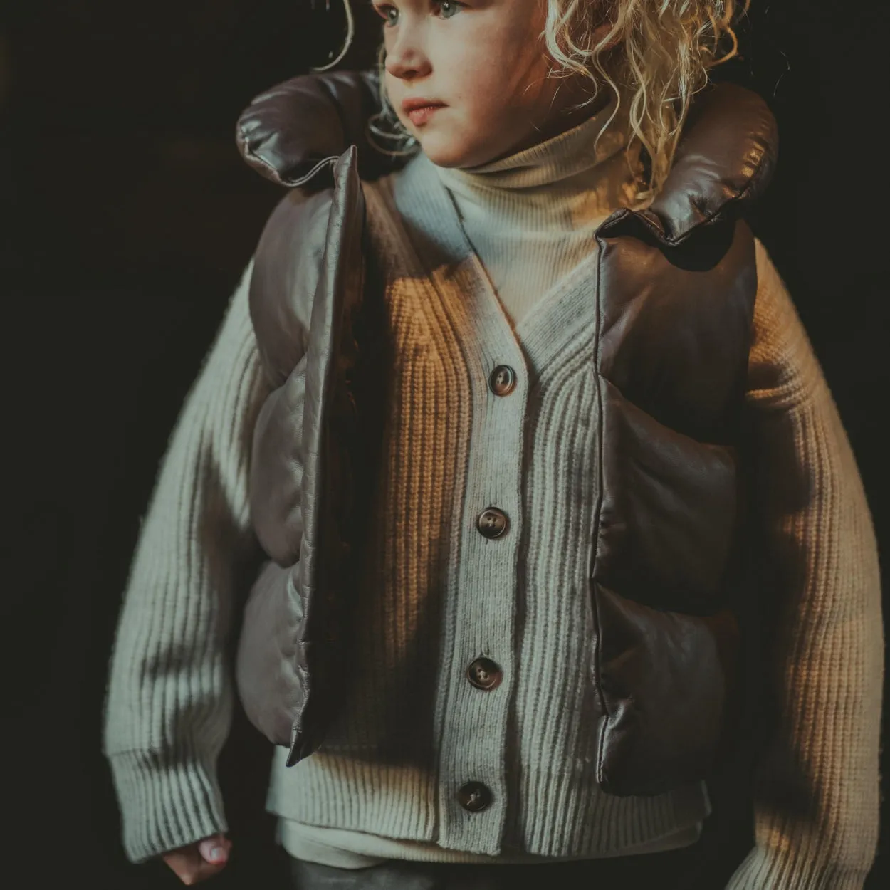 Flane Leather Bodywarmer | Chocolate Leather