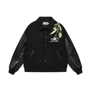 Floral Embroidery Baseball Jacket