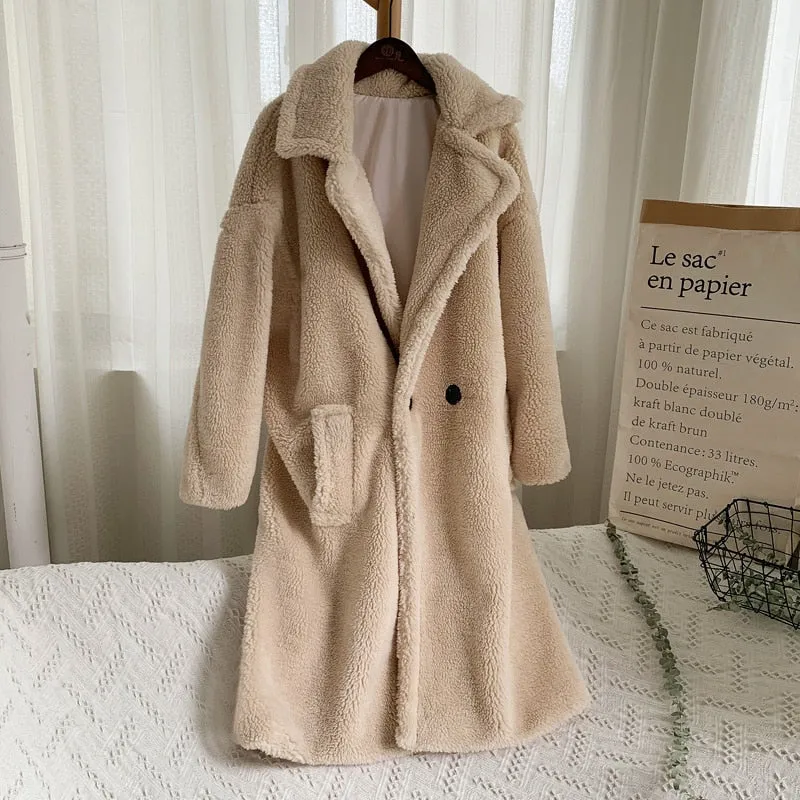 Fluffy Thick Faux Fur Overcoat