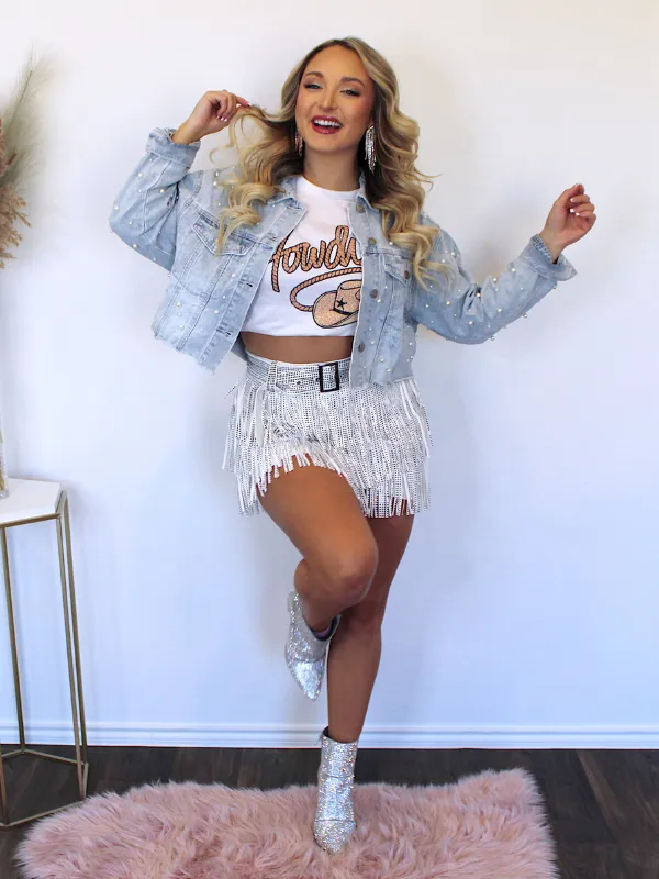 For The Love Of Pearl Denim Jacket with Pearls