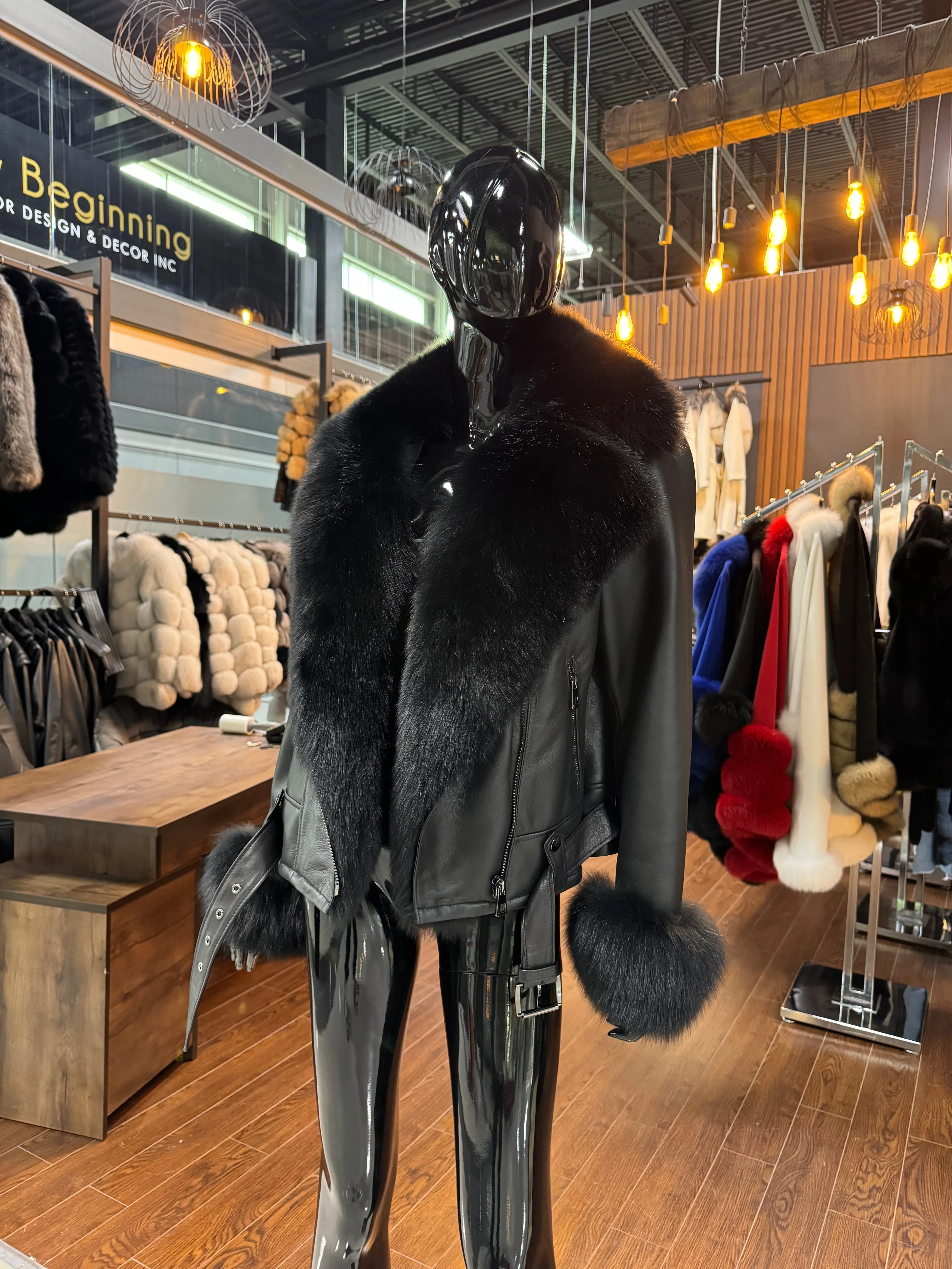 FOX FUR AND REAL LEATHER JACKET
