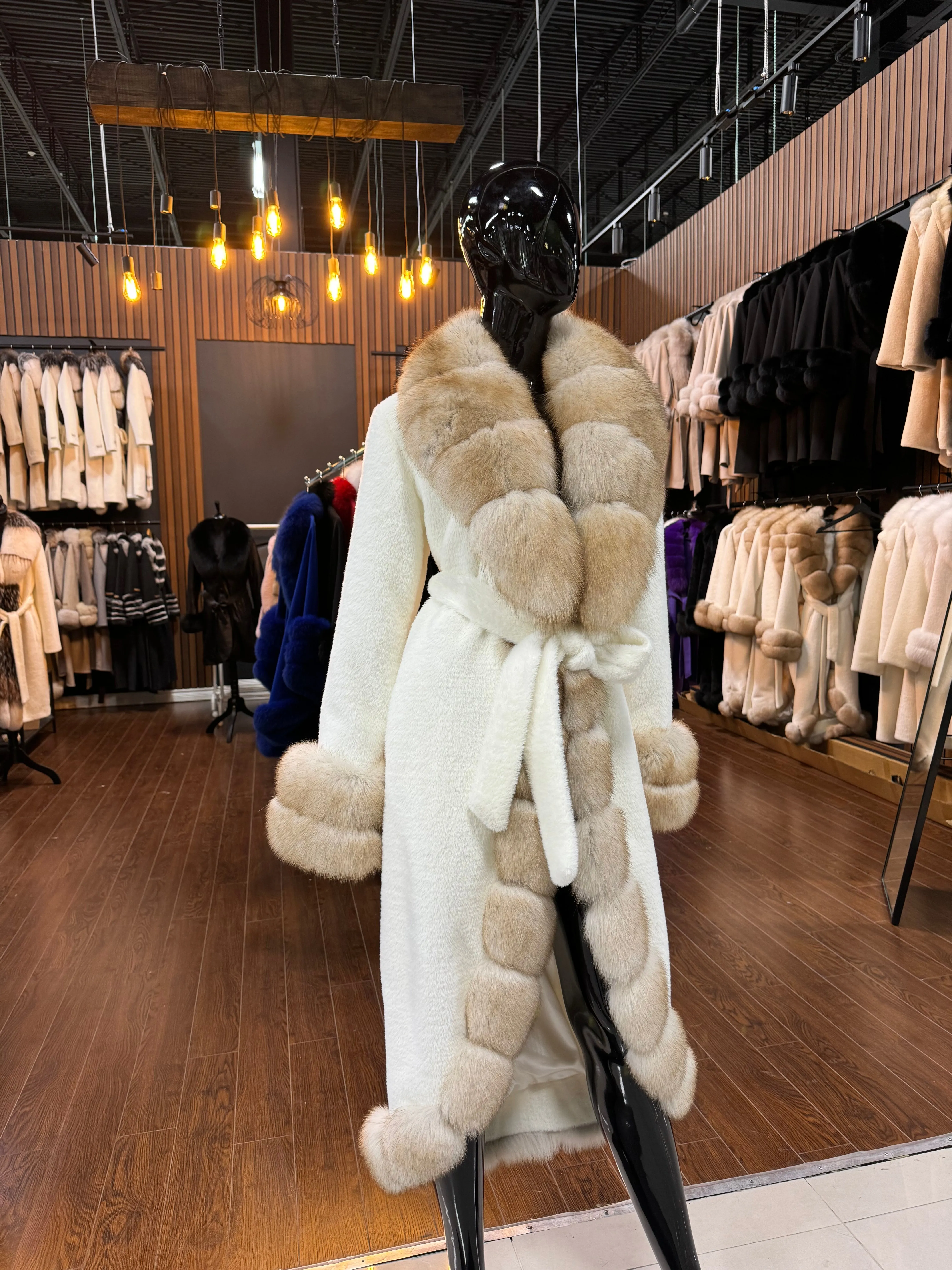 FOX FUR WRAPPED ALCANTARA COAT-SKU 1030