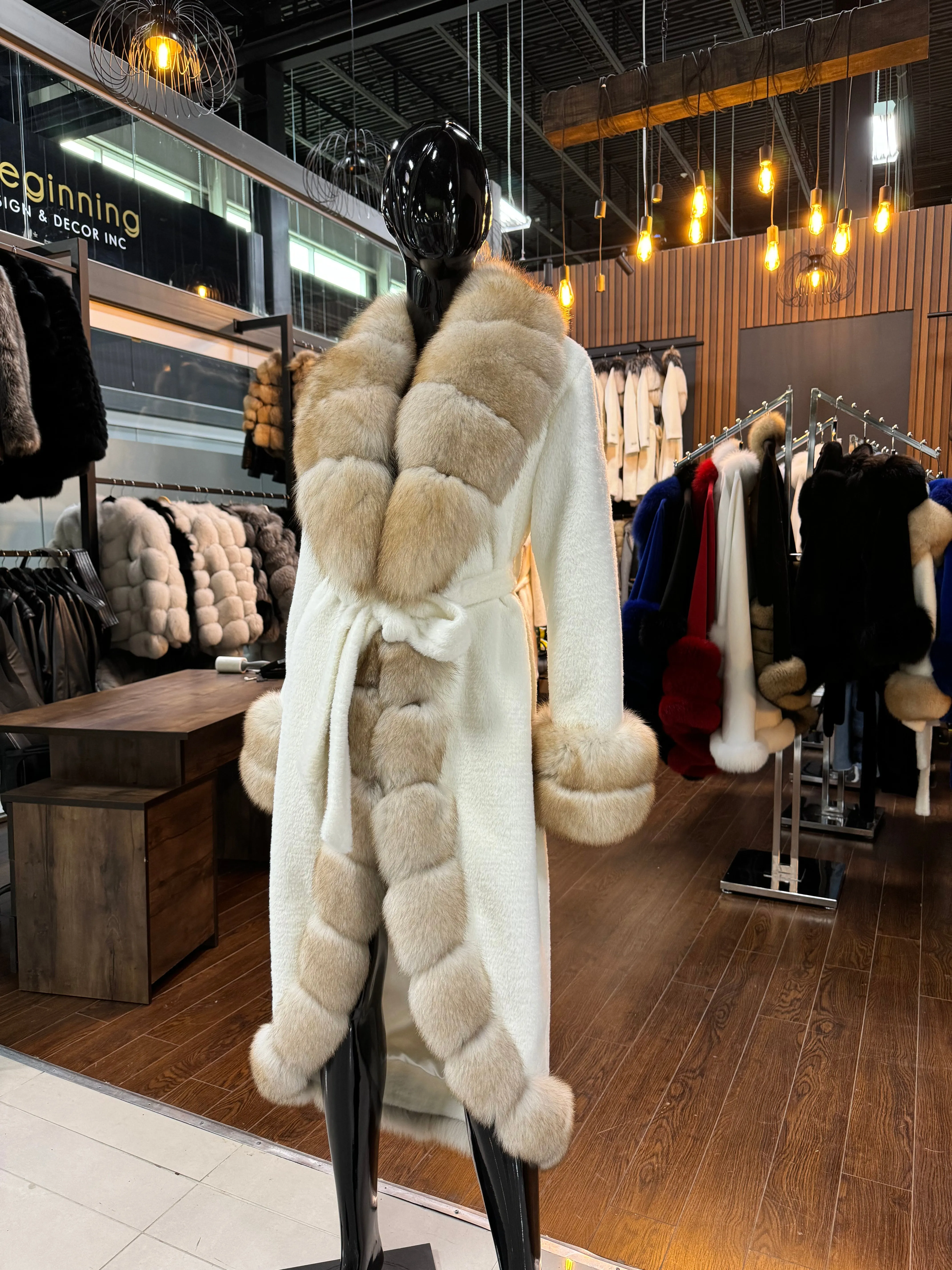 FOX FUR WRAPPED ALCANTARA COAT-SKU 1030