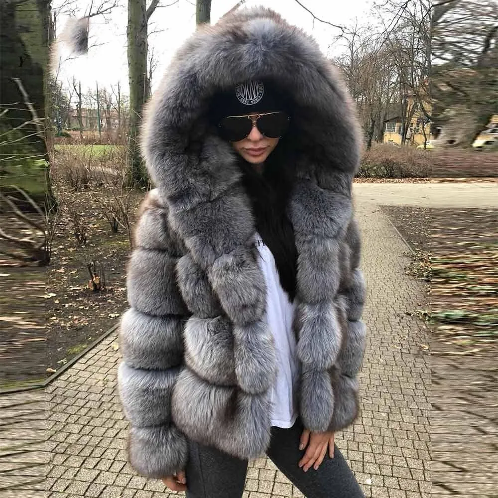 Fox Genuine Fur Coat and Hoodie "Rapper"