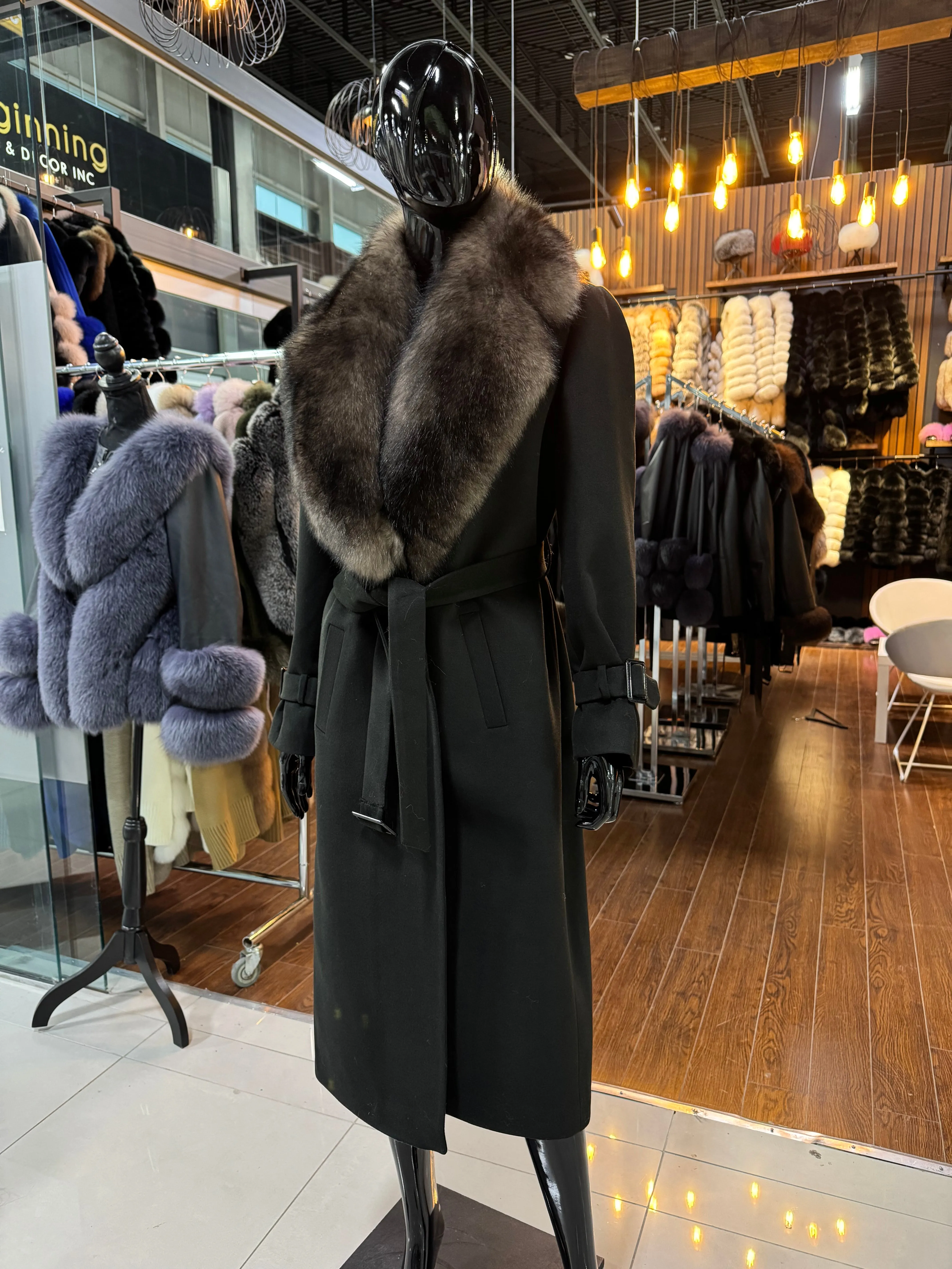 Fur Fur and Cashmere Fabric coat
