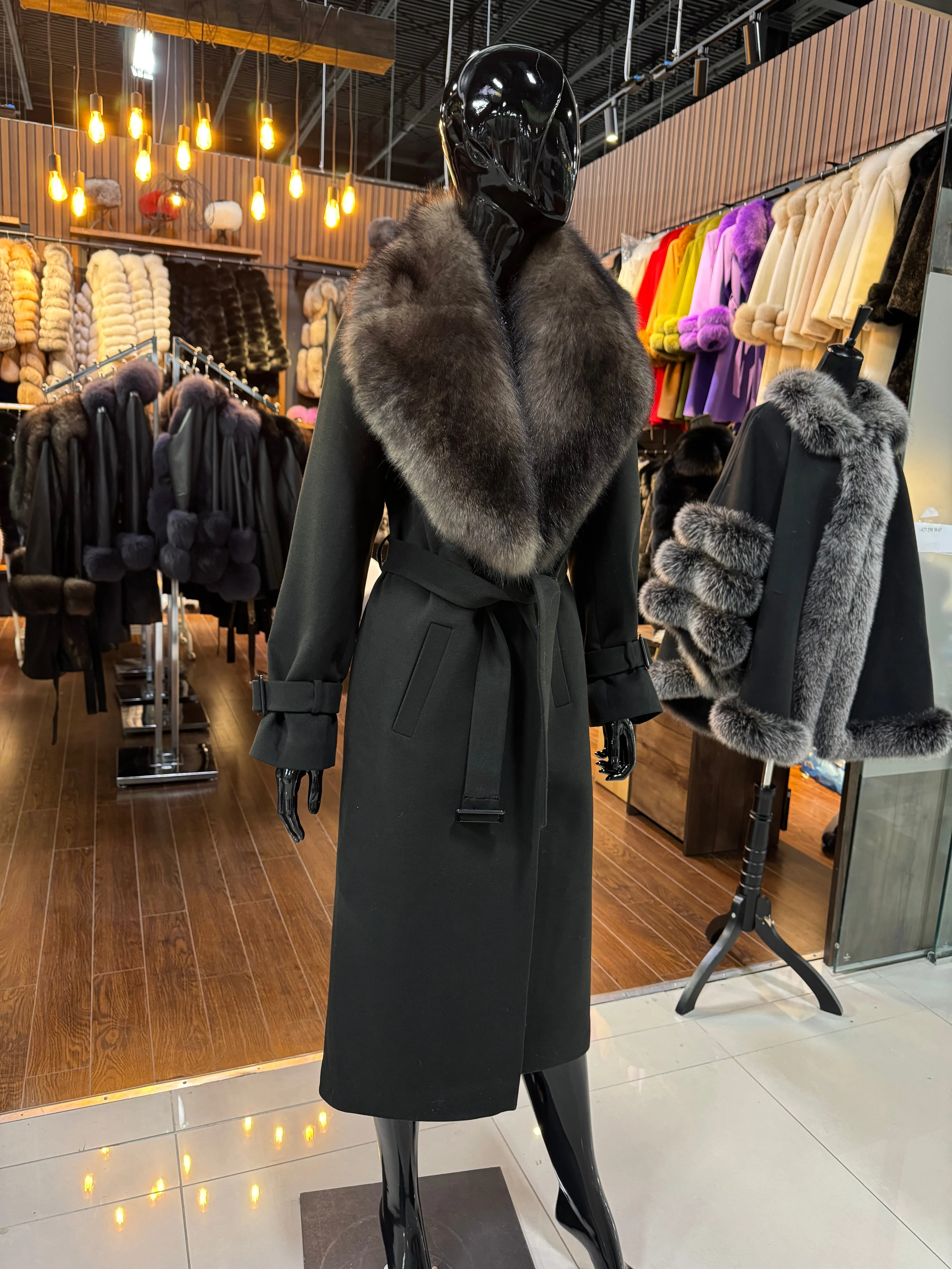 Fur Fur and Cashmere Fabric coat