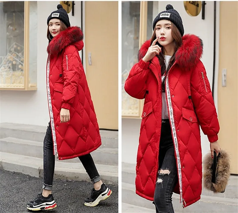 Fur Hooded Slim Long Parka