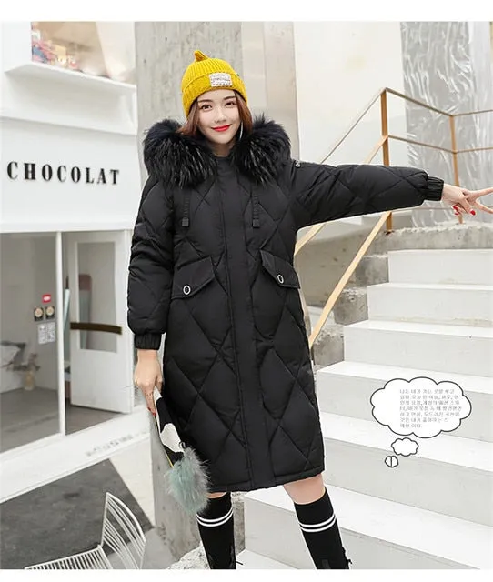 Fur Hooded Slim Long Parka