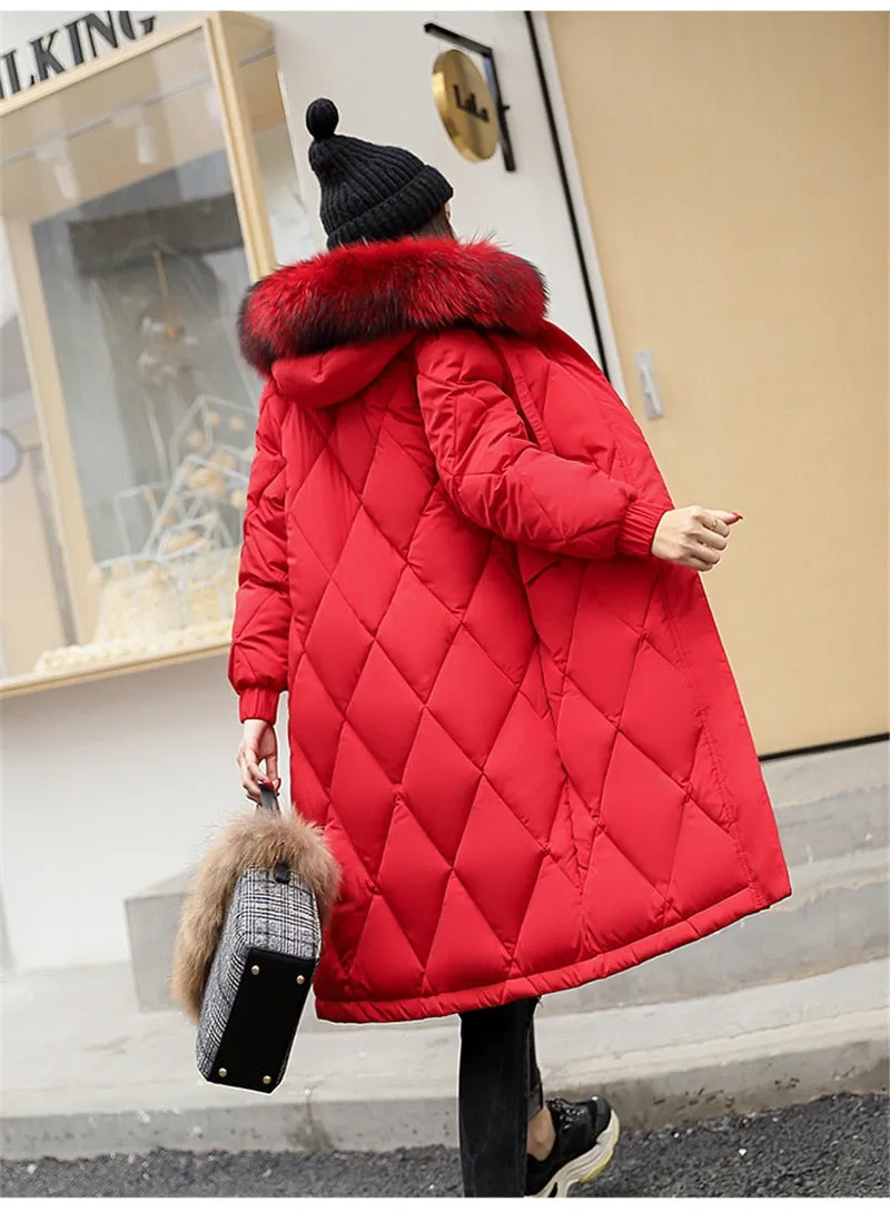 Fur Hooded Slim Long Parka