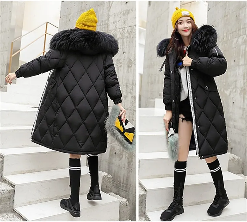 Fur Hooded Slim Long Parka