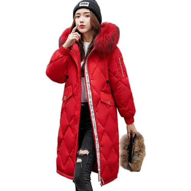 Fur Hooded Slim Long Parka