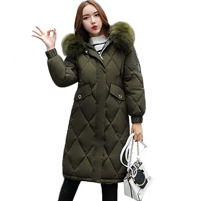 Fur Hooded Slim Long Parka