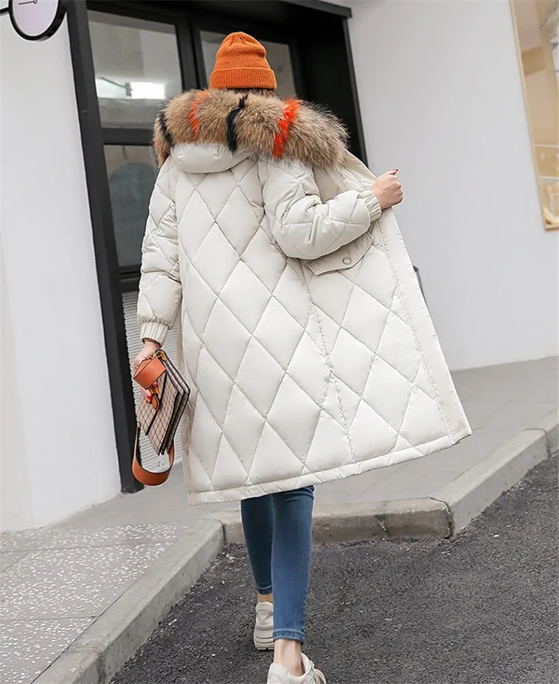 Fur Hooded Slim Long Parka