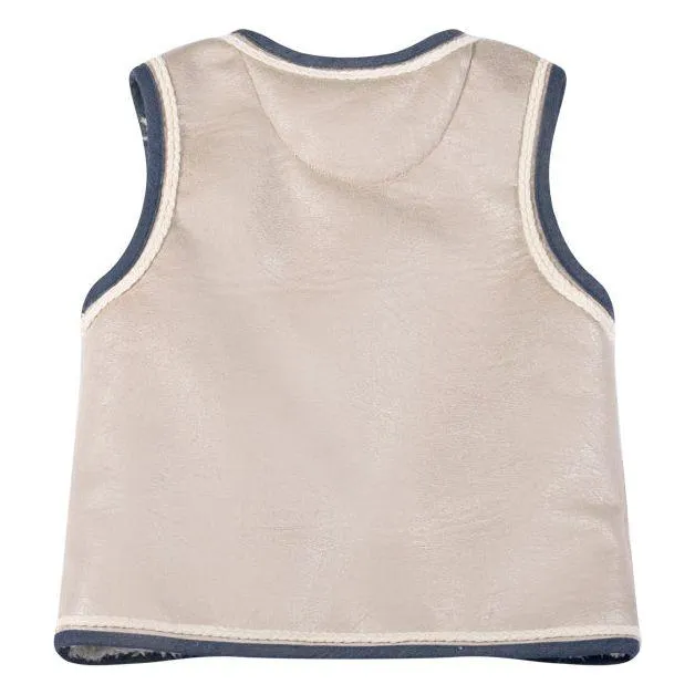 Fur Vest - Dark Cream/Indigo