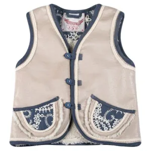 Fur Vest - Dark Cream/Indigo