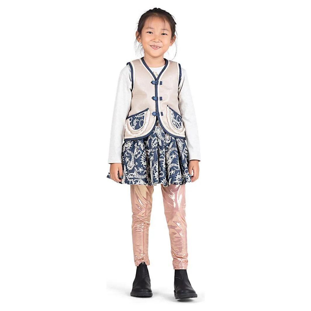 Fur Vest - Dark Cream/Indigo
