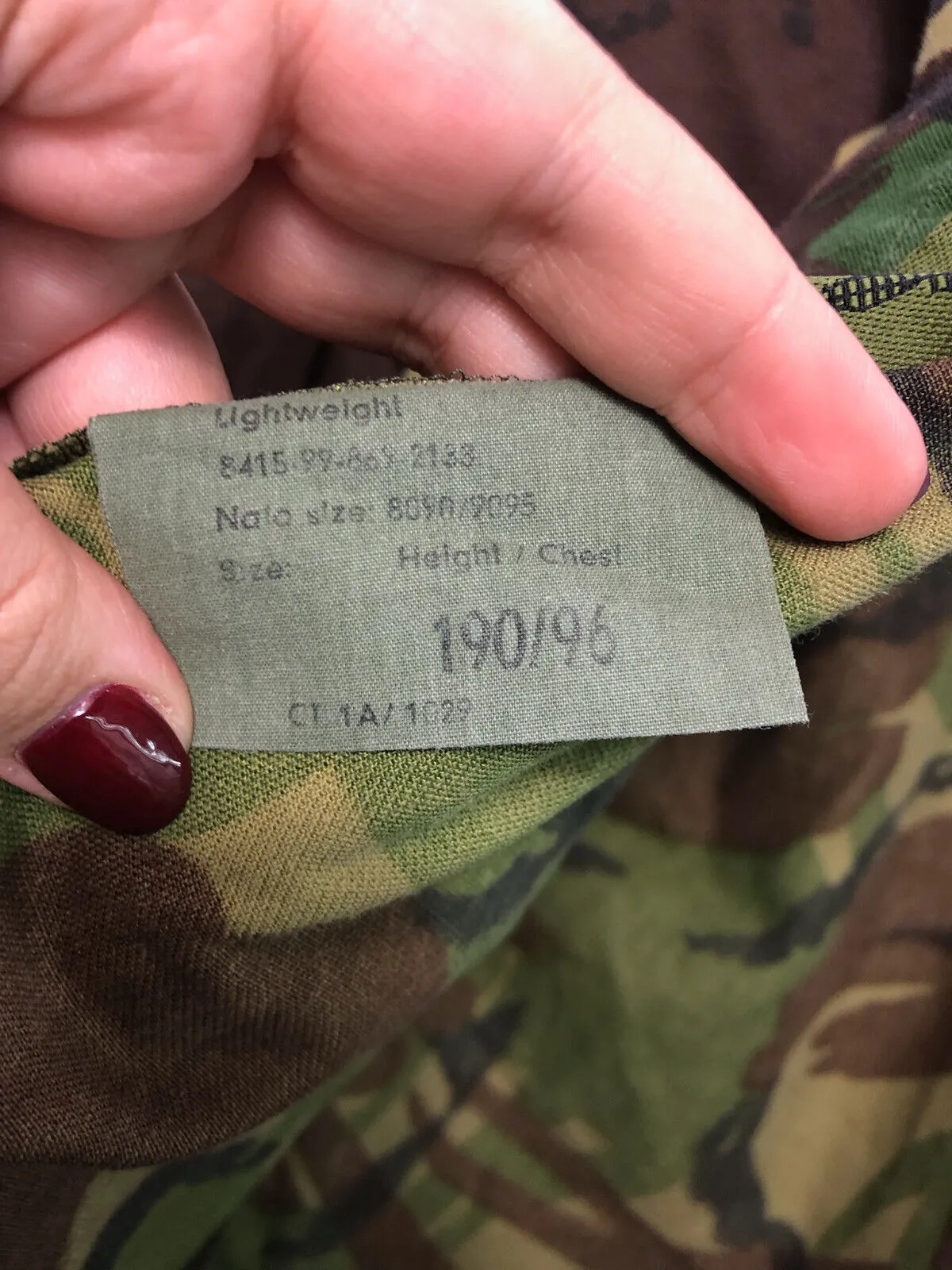 Genuine British Army Camouflage DPM Lightweight Jacket - Size 190/96