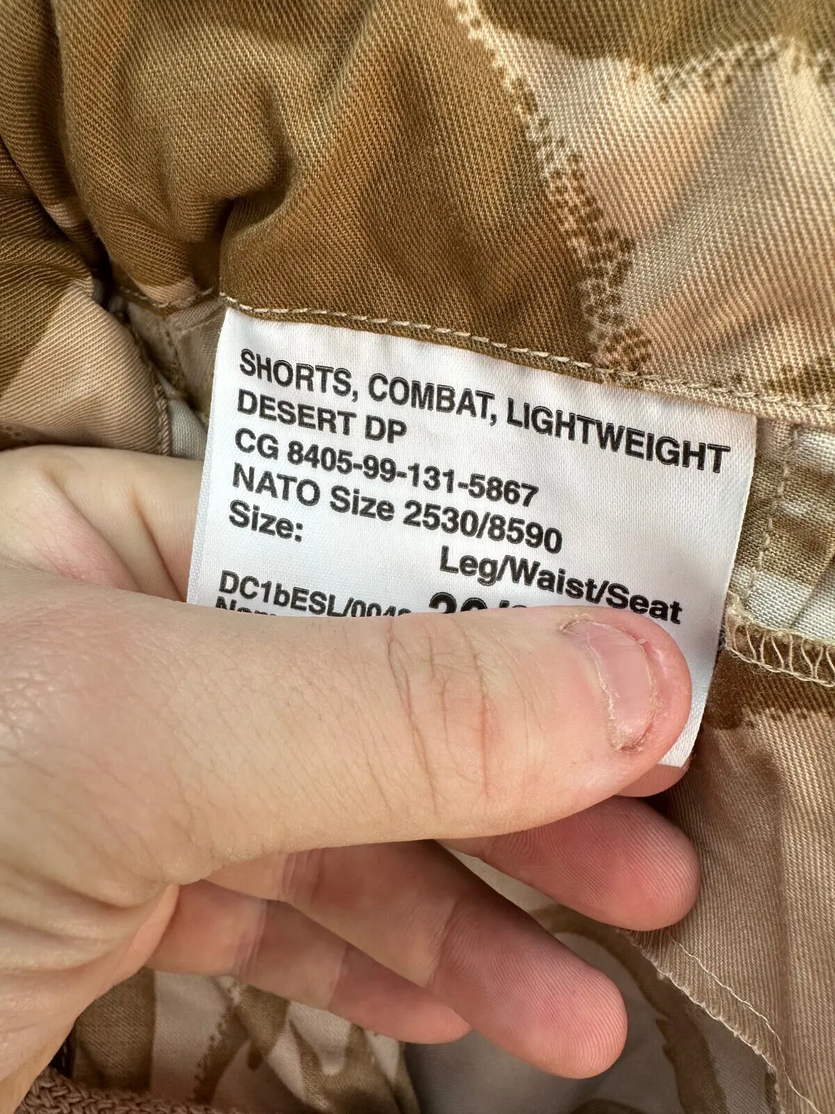 Genuine British Army Desert DPM Lightweight Shorts - Grade 1 - Size 27/96/112