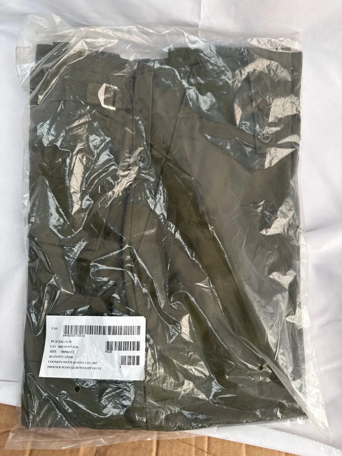 Genuine British Army Lightweight Olive Green Trousers - Size 80/96/112 - NEW