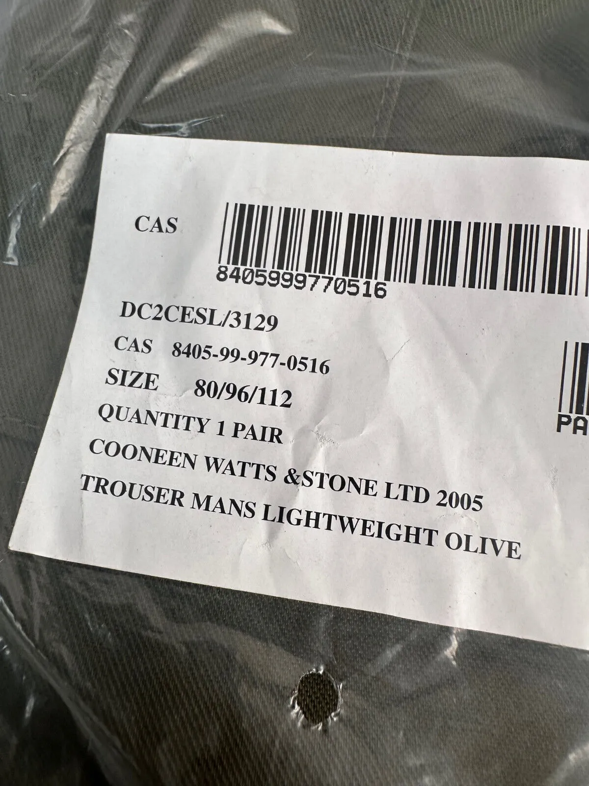 Genuine British Army Lightweight Olive Green Trousers - Size 80/96/112 - NEW