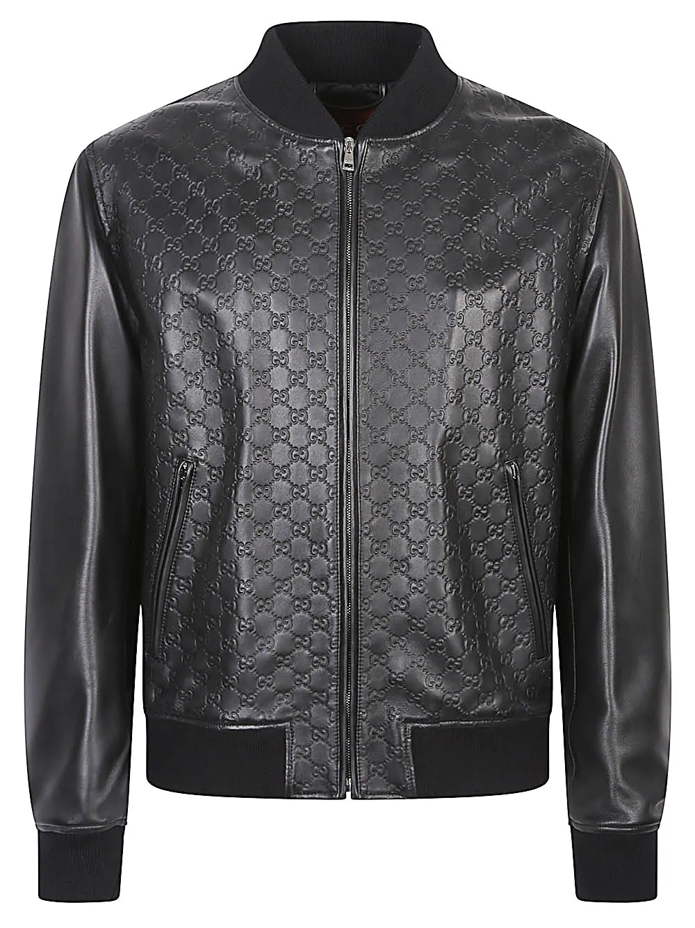 Gg leather bomber jacket