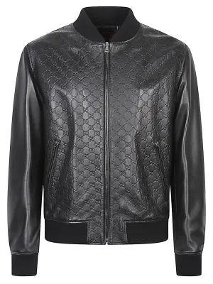 Gg leather bomber jacket