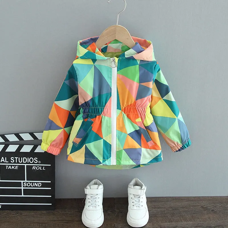 Girls Flower Hooded Lightweight Jacket