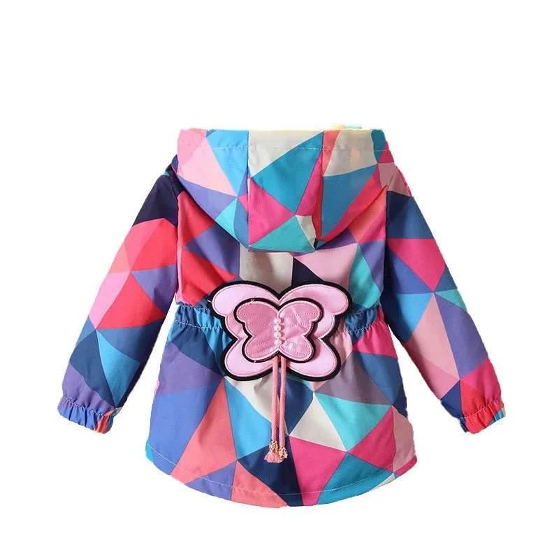 Girls Flower Hooded Lightweight Jacket